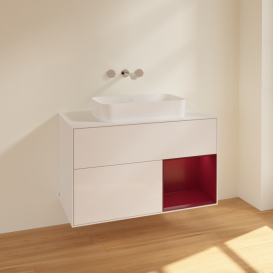 Тумба под раковину Villeroy & Boch Finion 100х50,1 см с подсветкой МДФ глянцевый белый лак/стекло белое матовое F661HBGF