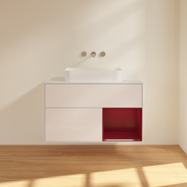 Тумба под раковину Villeroy & Boch Finion 100х50,1 см с подсветкой МДФ глянцевый белый лак/стекло белое матовое F661HBGF