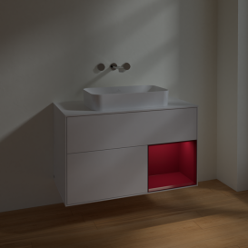 Тумба под раковину Villeroy & Boch Finion 100х50,1 см с подсветкой МДФ глянцевый белый лак/стекло белое матовое F661HBGF