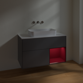 Тумба под раковину Villeroy & Boch Finion 100х50,1 см с подсветкой МДФ антрацит матовый лак/стекло белое матовое F661HBGK