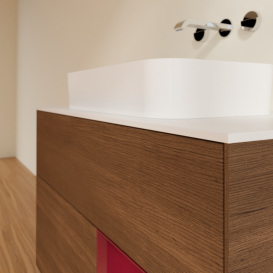 Тумба под раковину Villeroy & Boch Finion 100х50,1 см с подсветкой МДФ шпон грецкого ореха/стекло белое матовое F661HBGN