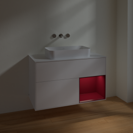 Тумба под раковину Villeroy & Boch Finion 100х50,1 см с подсветкой МДФ белый матовый лак/стекло белое матовое F661HBMT