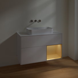 Тумба под раковину Villeroy & Boch Finion 100х50,1 см с подсветкой МДФ глянцевый белый лак/стекло белое матовое F661HFGF