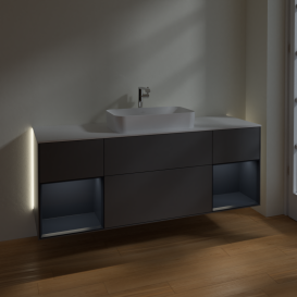 Тумба под раковину Villeroy & Boch Finion 160х50,1 см с подсветкой МДФ антрацит матовый лак/стекло белое матовое G331HGGK