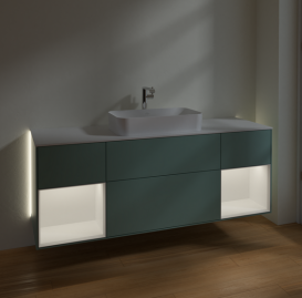 Тумба под раковину Villeroy & Boch Finion 160х50,1 см с подсветкой МДФ оливковый матовый лак/стекло белое матовое G331MTGM