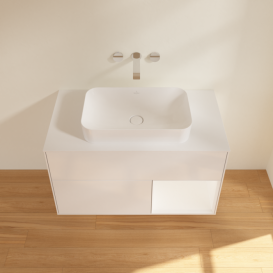 Тумба под раковину Villeroy & Boch Finion 100х50,1 см с подсветкой МДФ глянцевый белый лак/стекло белое матовое F661MTGF