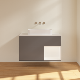 Тумба под раковину Villeroy & Boch Finion 100х50,1 см с подсветкой МДФ антрацит матовый лак/стекло белое матовое F661MTGK