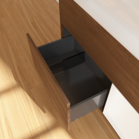 Тумба под раковину Villeroy & Boch Finion 100х50,1 см с подсветкой МДФ шпон грецкого ореха/стекло белое матовое F661MTGN