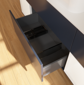 Тумба под раковину Villeroy & Boch Finion 160х50,1 см с подсветкой МДФ темно-синий матовый лак/стекло белое матовое G331MTHG