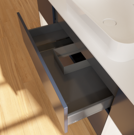 Тумба под раковину Villeroy & Boch Finion 160х50,1 см с подсветкой МДФ темно-синий матовый лак/стекло белое матовое G331MTHG