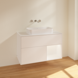 Тумба под раковину Villeroy & Boch Finion 100х50,1 см с подсветкой МДФ белый матовый лак/стекло белое матовое F661MTMT