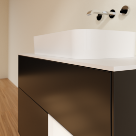 Тумба под раковину Villeroy & Boch Finion 100х50,1 см с подсветкой МДФ черный матовый лак/стекло белое матовое F661MTPD