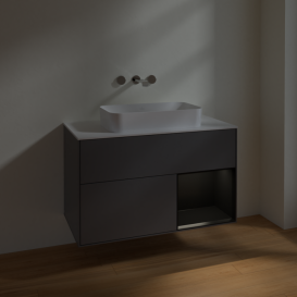 Тумба под раковину Villeroy & Boch Finion 100х50,1 см с подсветкой МДФ антрацит матовый лак/стекло белое матовое F661PDGK