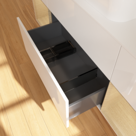 Тумба под раковину Villeroy & Boch Finion 160х50,1 см с подсветкой МДФ глянцевый белый лак/стекло белое матовое G331PCGF