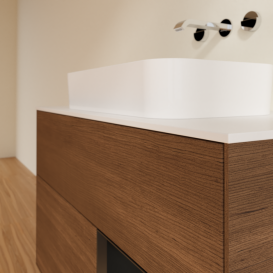 Тумба под раковину Villeroy & Boch Finion 100х50,1 см с подсветкой МДФ шпон грецкого ореха/стекло белое матовое F661PDGN
