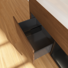 Тумба под раковину Villeroy & Boch Finion 100х50,1 см с подсветкой МДФ шпон грецкого ореха/стекло белое матовое F661PDGN