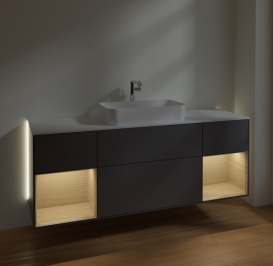 Тумба под раковину Villeroy & Boch Finion 160х50,1 см с подсветкой МДФ антрацит матовый лак/стекло белое матовое G331PCGK