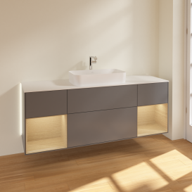 Тумба под раковину Villeroy & Boch Finion 160х50,1 см с подсветкой МДФ антрацит матовый лак/стекло белое матовое G331PCGK