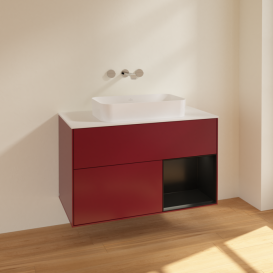 Тумба под раковину Villeroy & Boch Finion 100х50,1 см с подсветкой МДФ пион матовый лак/стекло белое матовое F661PDHB