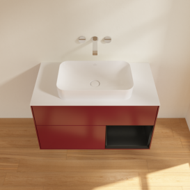 Тумба под раковину Villeroy & Boch Finion 100х50,1 см с подсветкой МДФ пион матовый лак/стекло белое матовое F661PDHB