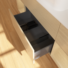 Тумба под раковину Villeroy & Boch Finion 160х50,1 см с подсветкой МДФ шпон дуба/стекло белое матовое G331PCPC