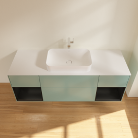 Тумба под раковину Villeroy & Boch Finion 160х50,1 см с подсветкой МДФ оливковый матовый лак/стекло белое матовое G331PDGM