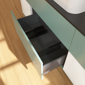 Тумба под раковину Villeroy & Boch Finion 160х50,1 см с подсветкой МДФ оливковый матовый лак/стекло черное матовое G332GFGM