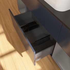 Тумба под раковину Villeroy & Boch Finion 160х50,1 см с подсветкой МДФ темно-синий матовый лак/стекло черное матовое G332GKHG