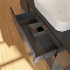 Тумба под раковину Villeroy & Boch Finion 160х50,1 см с подсветкой МДФ темно-синий матовый лак/стекло черное матовое G332GKHG