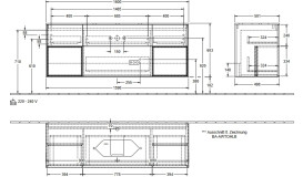 Тумба под раковину Villeroy & Boch Finion 160х50,1 см с подсветкой МДФ глянцевый белый лак/стекло черное матовое G332GMGF