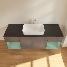 Тумба под раковину Villeroy & Boch Finion 160х50,1 см с подсветкой МДФ антрацит матовый лак/стекло черное матовое G332GMGK