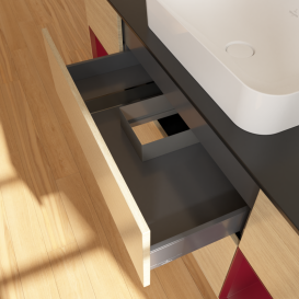 Тумба под раковину Villeroy & Boch Finion 160х50,1 см с подсветкой МДФ шпон дуба/стекло черное матовое G332HBPC