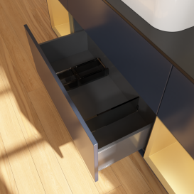 Тумба под раковину Villeroy & Boch Finion 160х50,1 см с подсветкой МДФ темно-синий матовый лак/стекло черное матовое G332HFHG