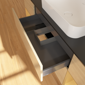 Тумба под раковину Villeroy & Boch Finion 160х50,1 см с подсветкой МДФ шпон дуба/стекло черное матовое G332HFPC