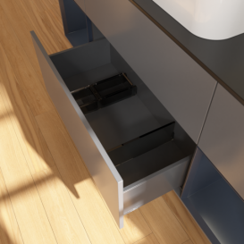 Тумба под раковину Villeroy & Boch Finion 160х50,1 см с подсветкой МДФ антрацит матовый лак/стекло черное матовое G332HGGK