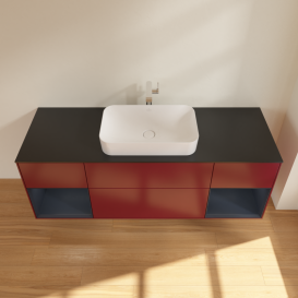 Тумба под раковину Villeroy & Boch Finion 160х50,1 см с подсветкой МДФ пион матовый лак/стекло черное матовое G332HGHB