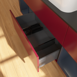 Тумба под раковину Villeroy & Boch Finion 160х50,1 см с подсветкой МДФ пион матовый лак/стекло черное матовое G332HGHB