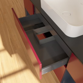 Тумба под раковину Villeroy & Boch Finion 160х50,1 см с подсветкой МДФ пион матовый лак/стекло черное матовое G332HGHB