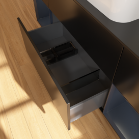 Тумба под раковину Villeroy & Boch Finion 160х50,1 см с подсветкой МДФ черный матовый лак/стекло черное матовое G332HGPD