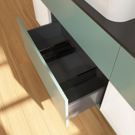 Тумба под раковину Villeroy & Boch Finion 160х50,1 см с подсветкой МДФ оливковый матовый лак/стекло черное матовое G332MTGM