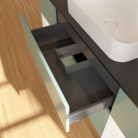 Тумба под раковину Villeroy & Boch Finion 160х50,1 см с подсветкой МДФ оливковый матовый лак/стекло черное матовое G332MTGM