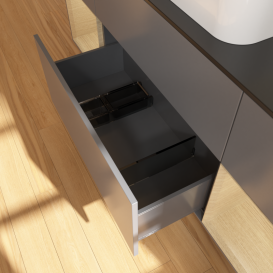 Тумба под раковину Villeroy & Boch Finion 160х50,1 см с подсветкой МДФ антрацит матовый лак/стекло черное матовое G332PCGK