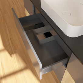 Тумба под раковину Villeroy & Boch Finion 160х50,1 см с подсветкой МДФ антрацит матовый лак/стекло черное матовое G332PCGK