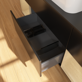 Тумба під раковину Villeroy & Boch Finion 160х50,1 см із підсвічуванням МДФ чорний матовий лак/скло чорне матове G332PCPD