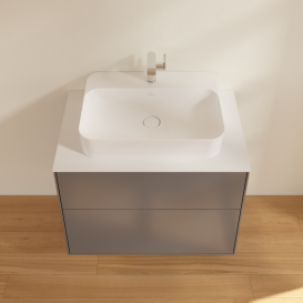 Тумба під раковину Villeroy & Boch Finion 80х50,1 см МДФ антрацит матовий лак/скло біле матове F34100GK