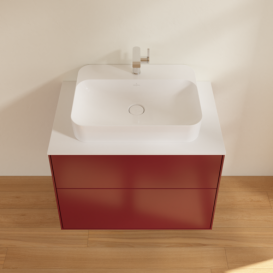 Тумба під раковину Villeroy & Boch Finion 80х50,1 см МДФ півонія матовий лак/скло біле матове F34100HB