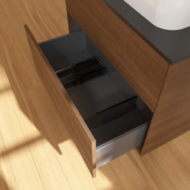 Тумба под раковину Villeroy & Boch Finion 80х50,1 см МДФ шпон грецкого ореха/стекло черное матовое F34200GN