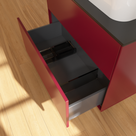 Тумба под раковину Villeroy & Boch Finion 80х50,1 см МДФ пион матовый лак/стекло черное матовое F34200HB