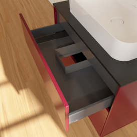 Тумба под раковину Villeroy & Boch Finion 80х50,1 см МДФ пион матовый лак/стекло черное матовое F34200HB