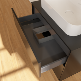 Тумба под раковину Villeroy & Boch Finion 80х50,1 см МДФ черный матовый лак/стекло черное матовое F34200PD